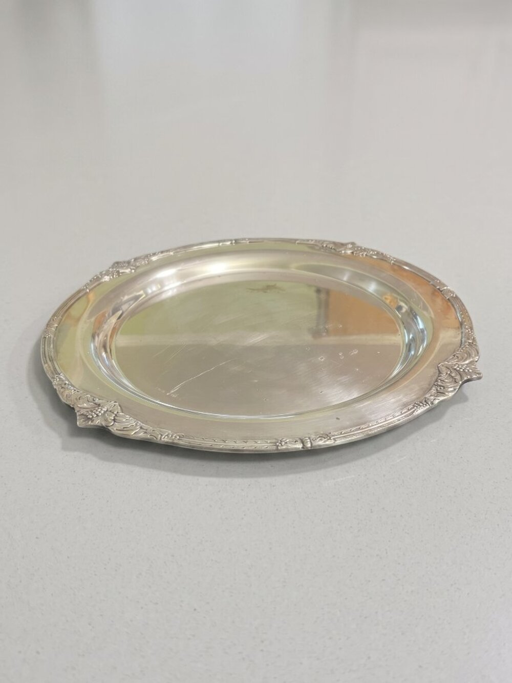 1847 Rogers Marquise Silverplate 14” Chop Plate Tray 009168 Vintage Art Deco